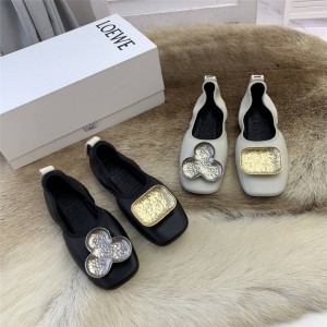 LOEWE Asymmetrical Mickey Duck Buckle Ballet Shoes