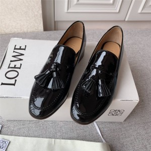 Loewe women's shoes tassel patent leather loafers