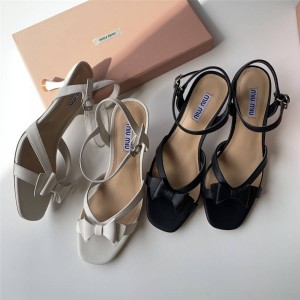 MIUMIU official website ladies leather high heels sheepskin sandals