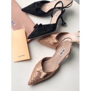 MIUMIU official website women's shoes satin back strap high heels 5I459D