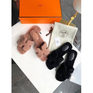Hermes Women's Oran Wool Sandals Slippers