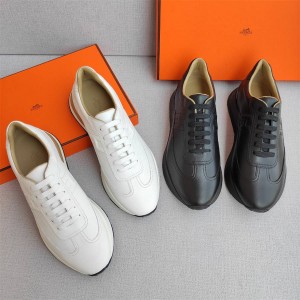 Hermes Men's Leather Casual Shoes Jogging Shoes Sneakers