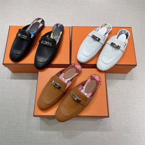 Hermes Kelly Buckle Oz Mules Loafers Half Slippers