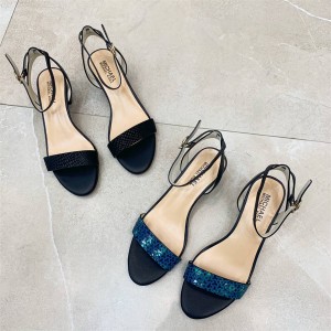 Michael Kors MK Women's New Leather Block Heel Sandals