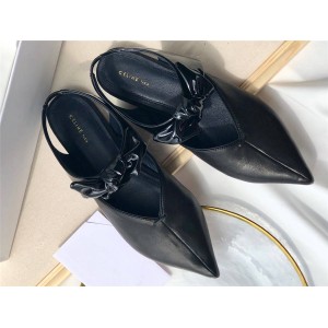 Celine new sheepskin flat shoes bow pointed sandals