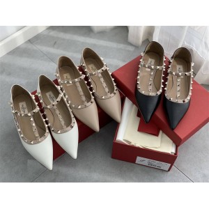 VALENTINO Rockstud calfskin lace-up ballet stud flats