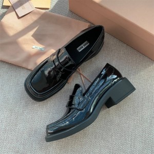 MIUMIU patent leather square-toe loafers