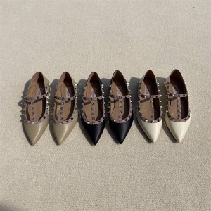 VALENTINO Rockstud calfskin lace-up ballet stud flats