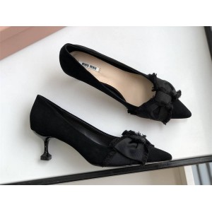 MIUMIU pointed-toe high-heeled shoes with satin bow