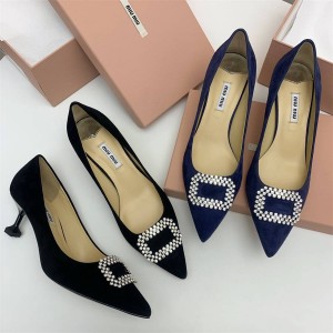 MIUMIU crystal diamond sheep pointed toe high heels