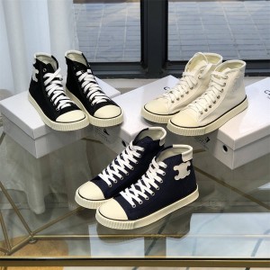 Celine BLANK faux leather and cow leather mid-top lace-up toe sneakers 343202006