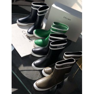 Celine LES BOTTES DE PONT Natural Rubber Flat Half Boots Rain Boots 345787001