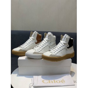 chloe new women's colorblock leather high-top sneakers