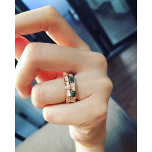 Bvlgari Serpenti Viper Natural Fritillary Malachite Ring AN858752