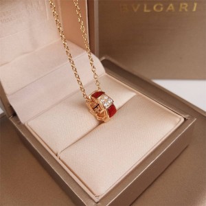 Bvlgari SERPENTI VIPER series ring red agate pendant necklace CL858380
