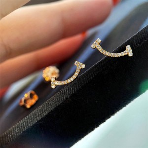 Tiffany official website T series full of diamond smile earrings