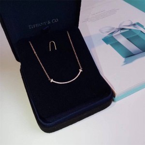 Tiffany T Smile series full diamond small smile necklace