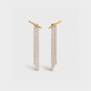 Celine EDWIGE long earrings in brass with gold finish and crystal 46S186