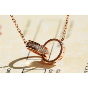 cartier rose gold and diamond LOVE pendant necklace B7013900