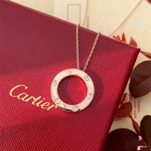 cartier new rose gold 3 diamond LOVE necklace B7014700