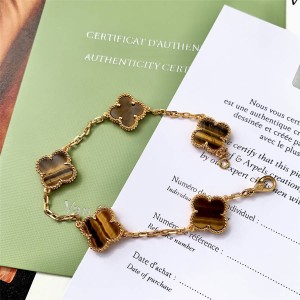 Van Cleef & Arpels VCA Tiger Eye Vintage Alhambra Bracelet 5 Patterns