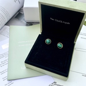 Van Cleef & Arpels VCA new malachite Perlée couleurs earrings