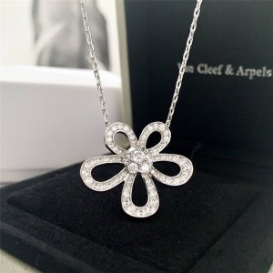 Van Cleef & Arpels VCA Diamond Flower Flowerlace Pendant Necklace