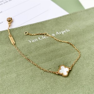 Van Cleef & Arpels VCA White Fritillary Sweet Alhambra Bracelet