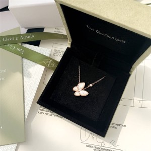 Van Cleef & Arpels VCA Rose Gold Butterfly Two Butterfly Pendant Necklace
