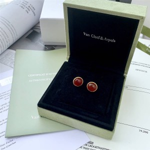 Van Cleef & Arpels VCA Carnelian Perlée couleurs earrings