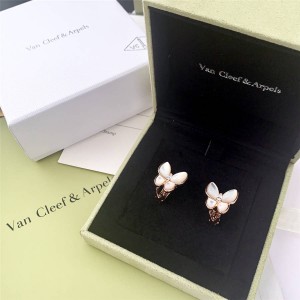Van Cleef & Arpels VCA Rose Gold Fritillary Butterfly Two Butterfly Earrings