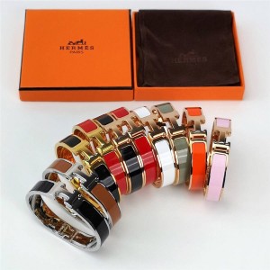 hermes unisex classic narrow enamel Clic H bracelet