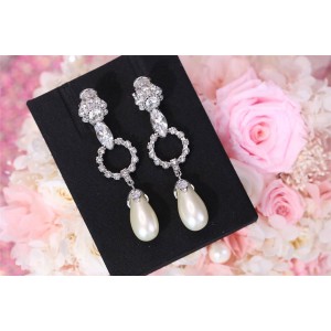 miumiu fashionable rhinestone pearl long earrings