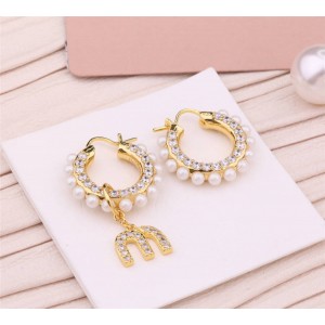 miumiu asymmetric MIU PEARL small earrings 5JO654