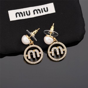 miumiu ring letter pearl MIU PEARL earrings 5JO647
