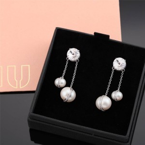 miumiu official website new rhinestone double pearl earrings