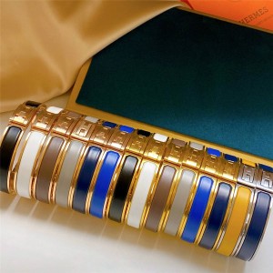 Hermes new men's narrow jet enamel bracelet