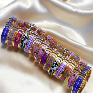 Hermes new narrow printed enamel Clic H bracelet