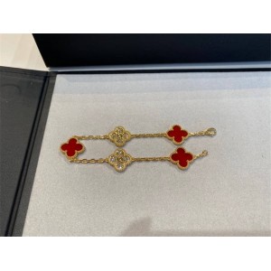 Van Cleef & Arpels VCA Diamond Carnelian Vintage Alhambra Bracelet